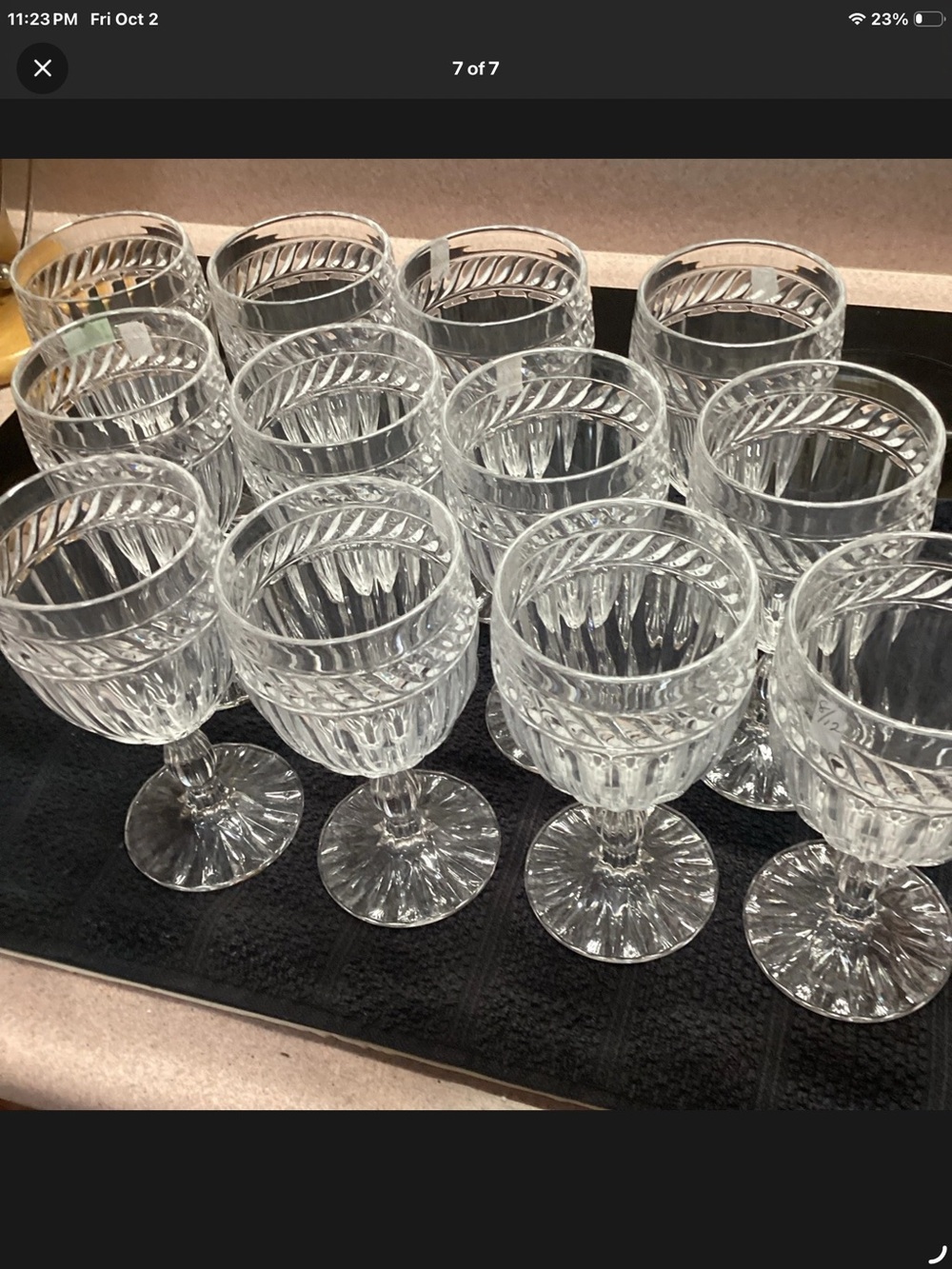 Set of 12 Vintage Italian Countryside (Pressed/Swirl) Wine Glasses